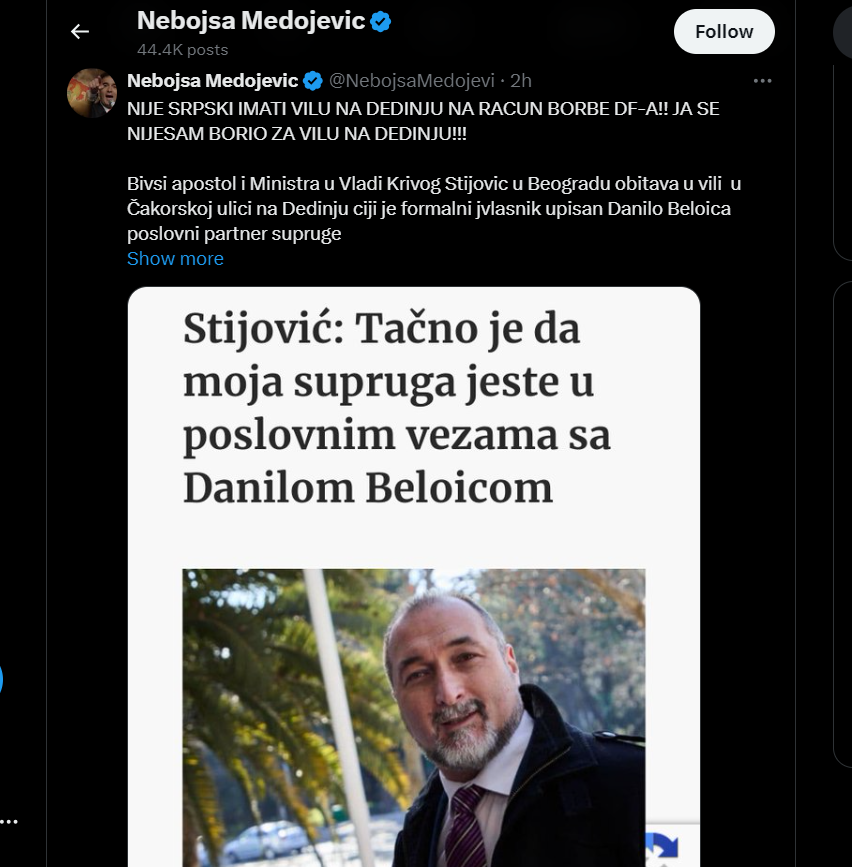 (Foto: Post Nebojše Medojevića)