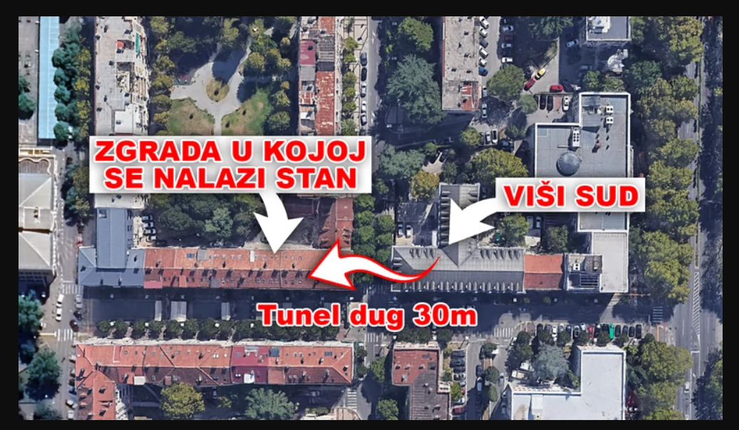 Mapa kopanja tunela do Višeg suda 