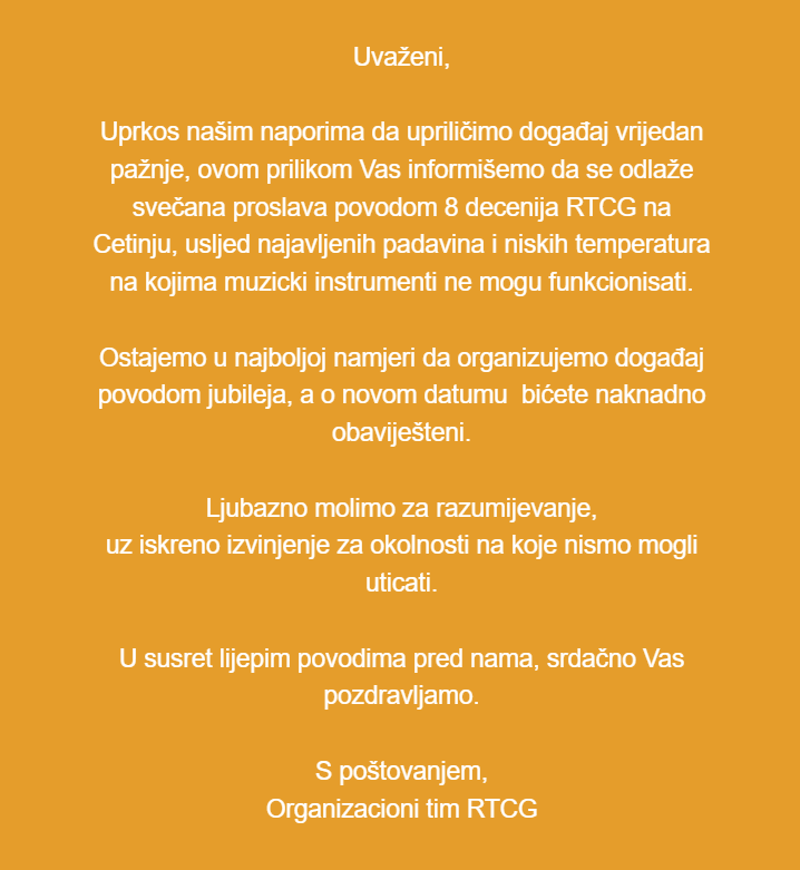 RTCG -Otkazivanje