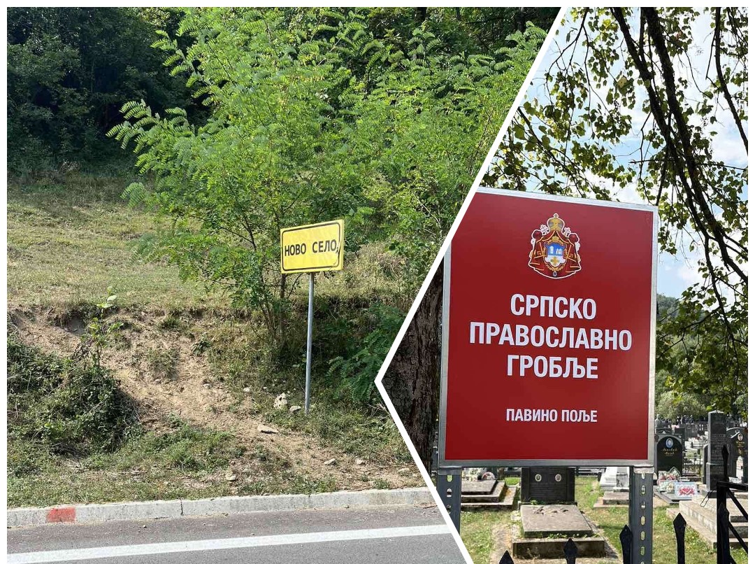 Mjesno groblje preimenovano u „Srpsko pravoslavno groblje“, selima nađenuli nova imena, pa osvanula tabla Novo selo (Foto: Antena M)
