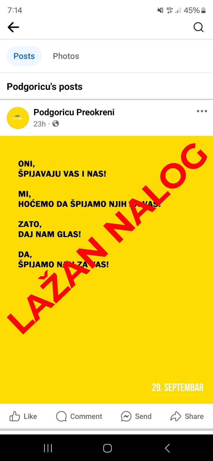 Lažan nalog Preokreta