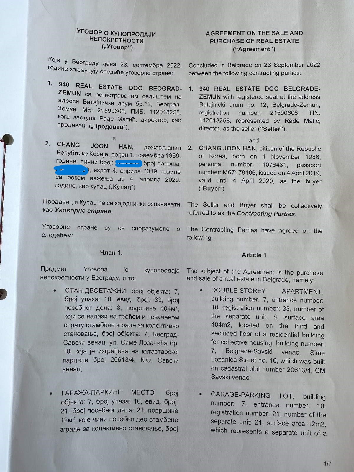 Ugovor o kupovini stana u Beogradu 