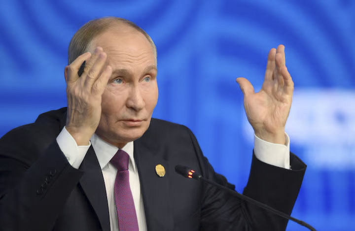 Predsjednik Rusije Vladimir Putin na konferenciji za novinare na samitu BRICS-a u Kazanju, Rusija, 24. oktobra 2024. (Foto: Maksim Bogodvid/BRICS-RUSSIA2024.RU)