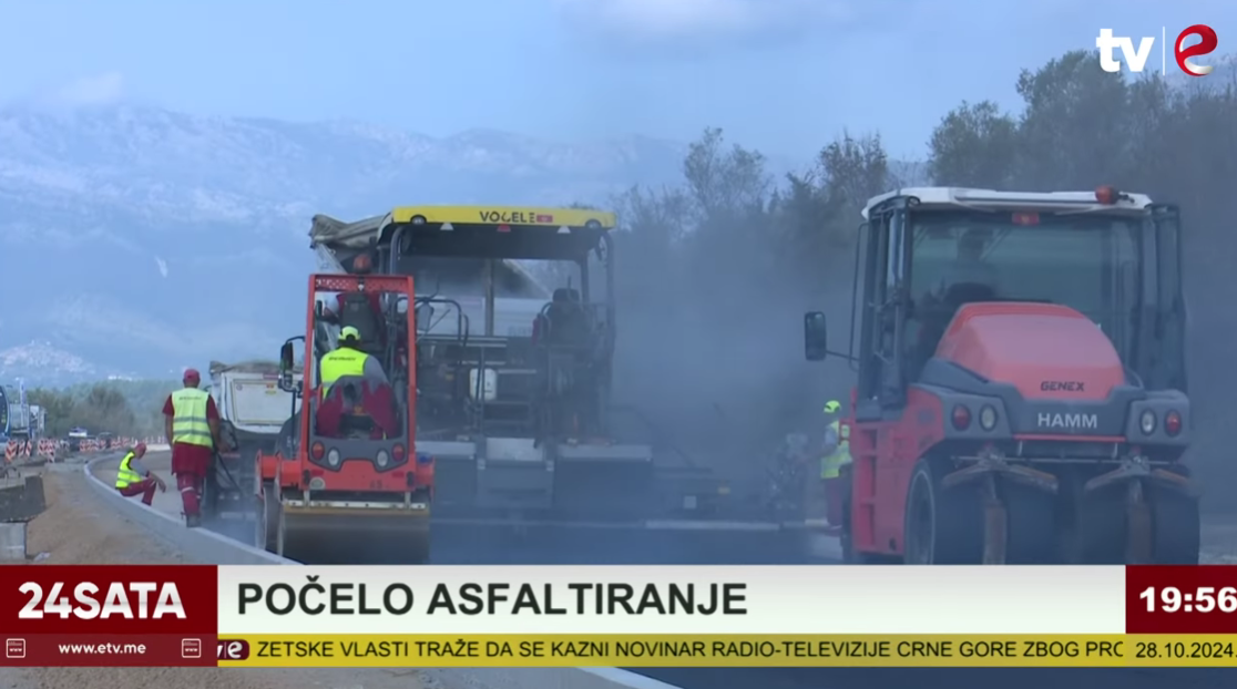 Asflatiranje bulevara Tivat-Jaz (Foto: TV E - stop kadar)