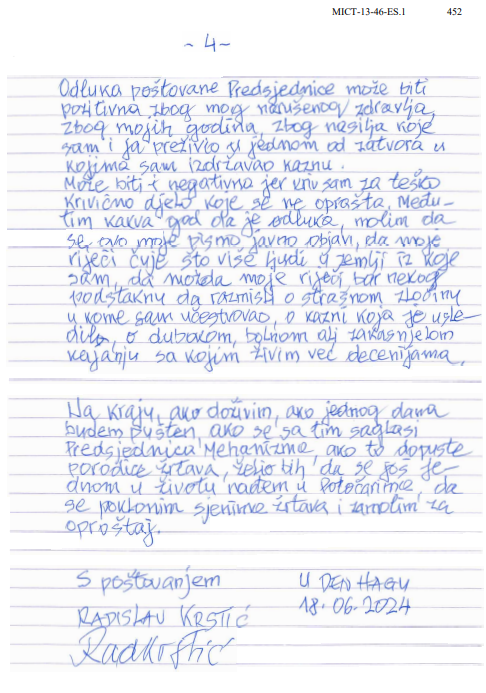 Pismo Radislava Krstića