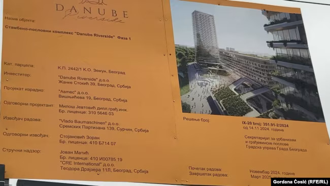 Građevinska tabla kod Hotela Jugoslavija