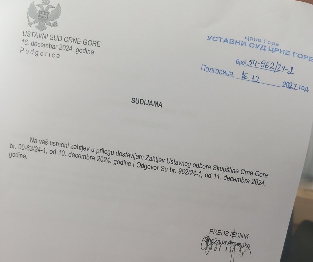 Dopis predsjednice Ustavnog suda kolegama