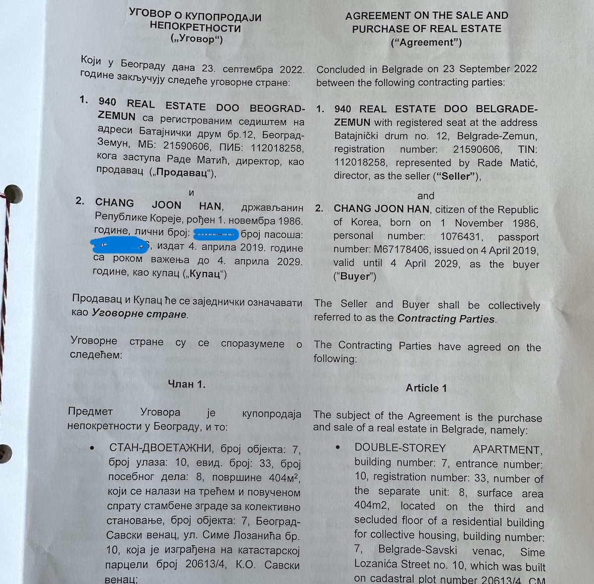 Ugovor o kupovini stana u Beogradu