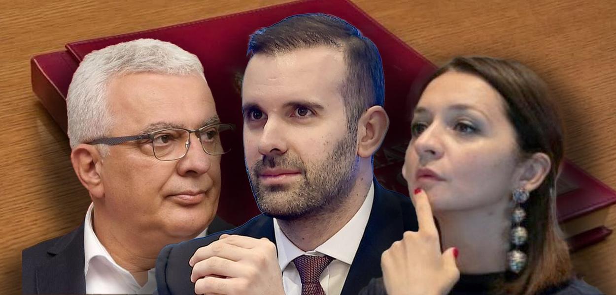 NALOGODAVCI I IZVRŠITELJICA NALOGA: Andrija Mandić, Milojko Spajić, Snežana Armenko (Foto: Ilustracija: D. Mihailović)