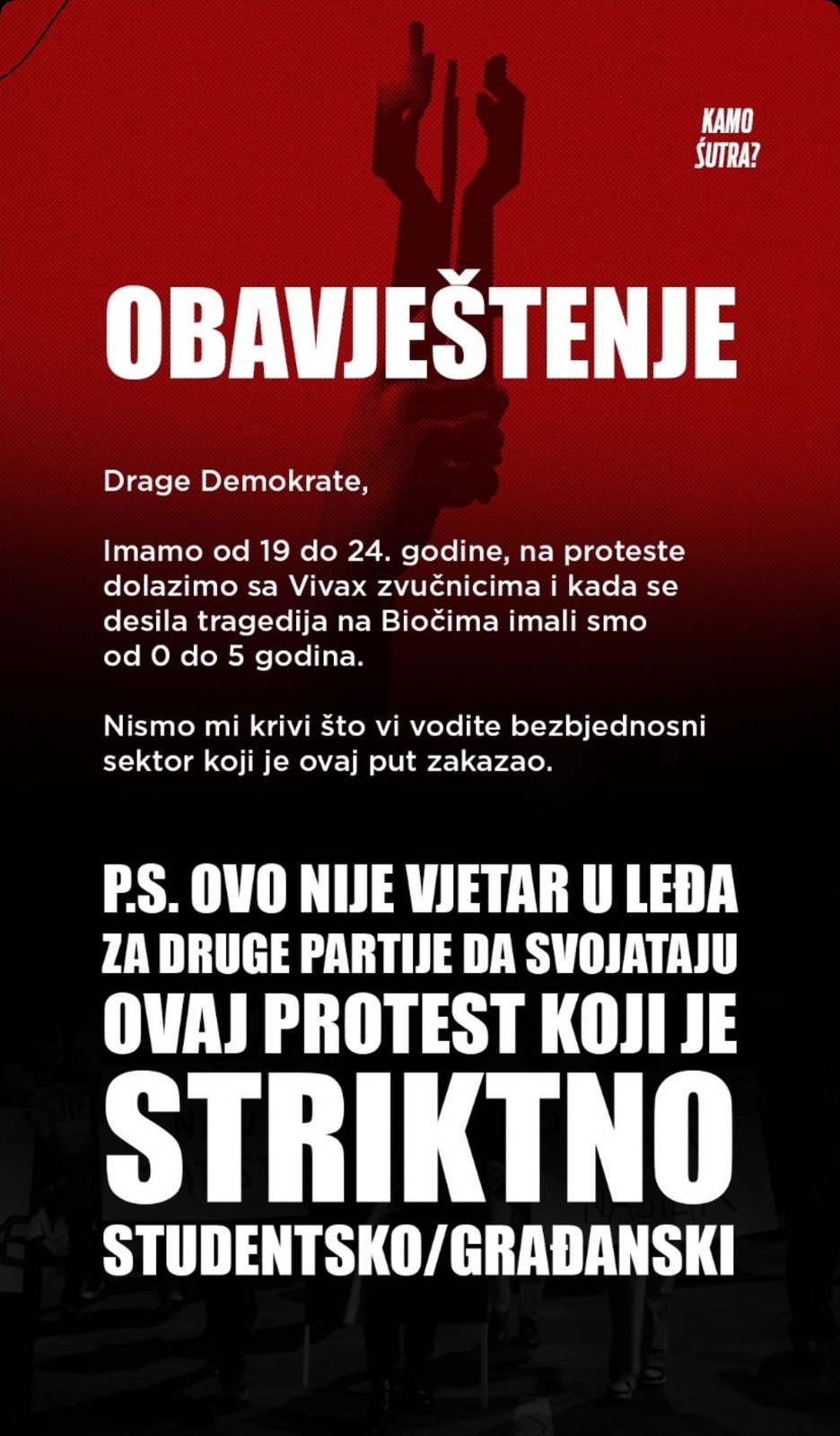 Kamo sjutra odgovor Demokratama