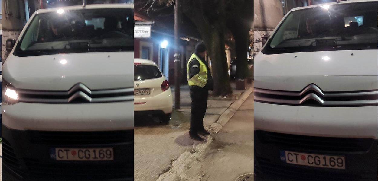 POLICIJSKI KOMBI IZ KOJEG SU UPUĆENE UVREDE I PSOVKE NIKŠIĆANKI: Policajac odbio da se identifikuje. Cetinje, 05. 01. 2025. godine