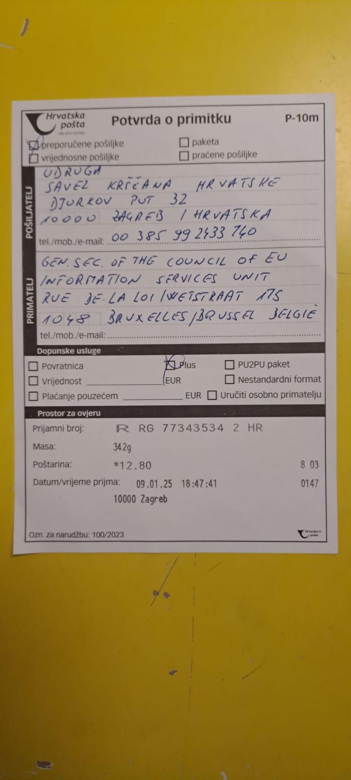 Materijal Savjetu EU upućen 9. januara