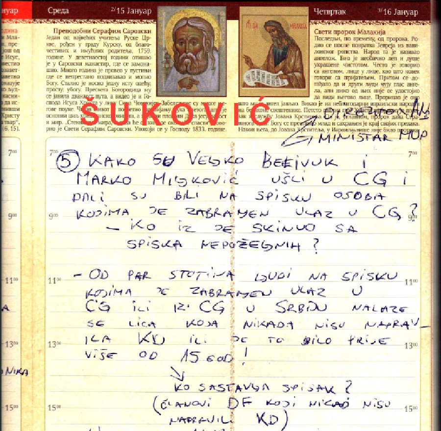 UPUTSTVA MILU BOŽOVIĆU: Šukovićeva ,,plava sveska"