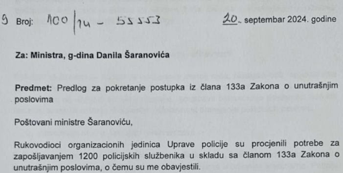 Dopis Brđanina iz septembra prošle godine (Foto: Antena M)