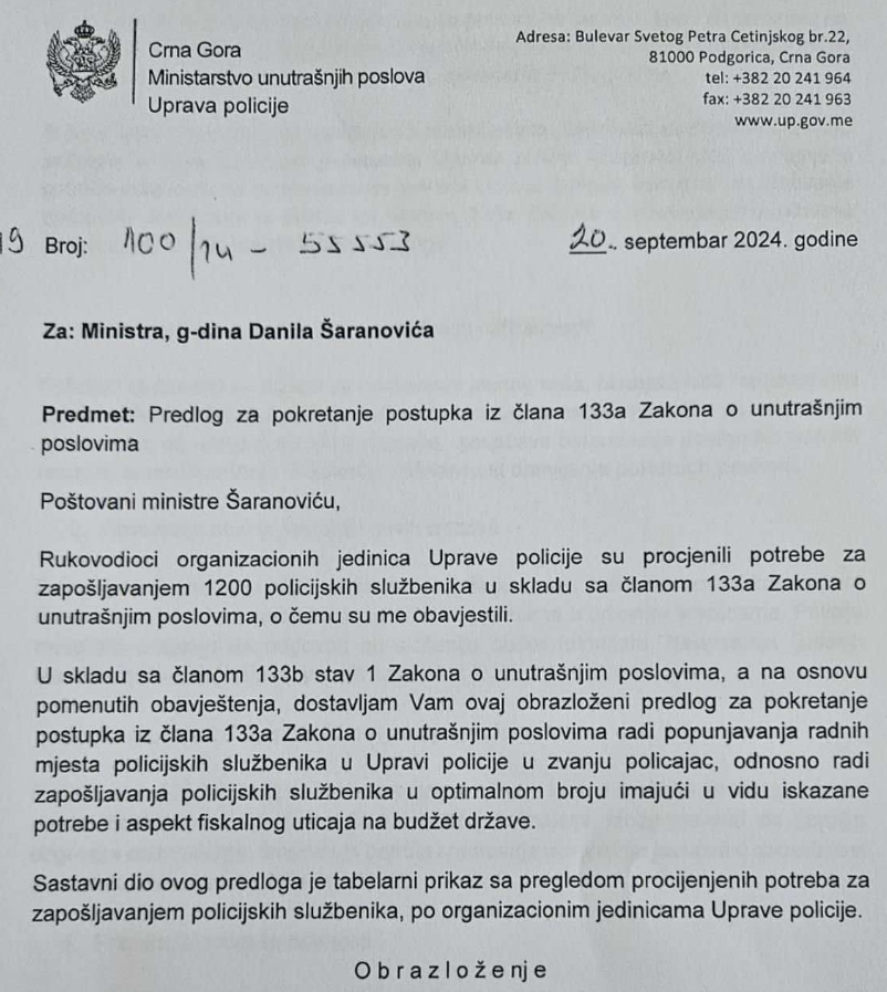 Dopis Brđanina iz septembra prošle godine