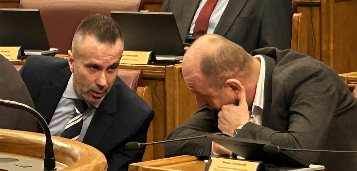 Boris Bogdanović i Milan Knežević 21.01.2025. u Skupštini Crne Gore (Foto: Portal ETV/D.M.)