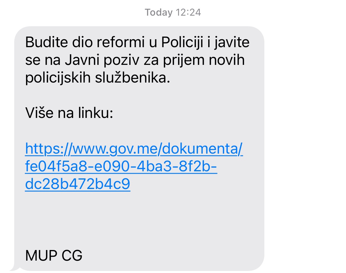 SMS MUP-a (Foto: Stop kadar)