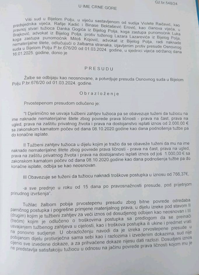 Presuda Gogić