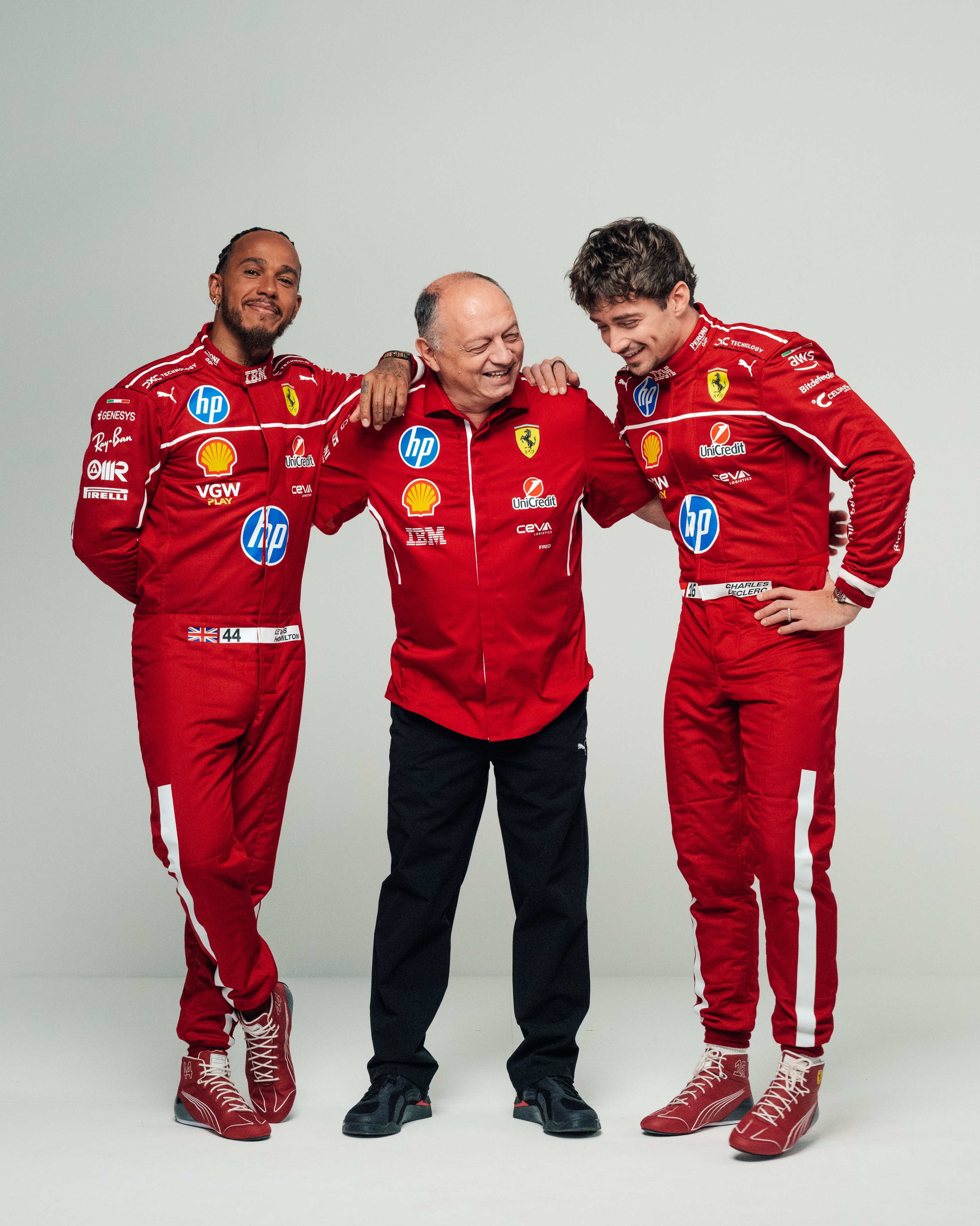 Lewis Hamilton Fred Vasseuri Charlesa Leclerc