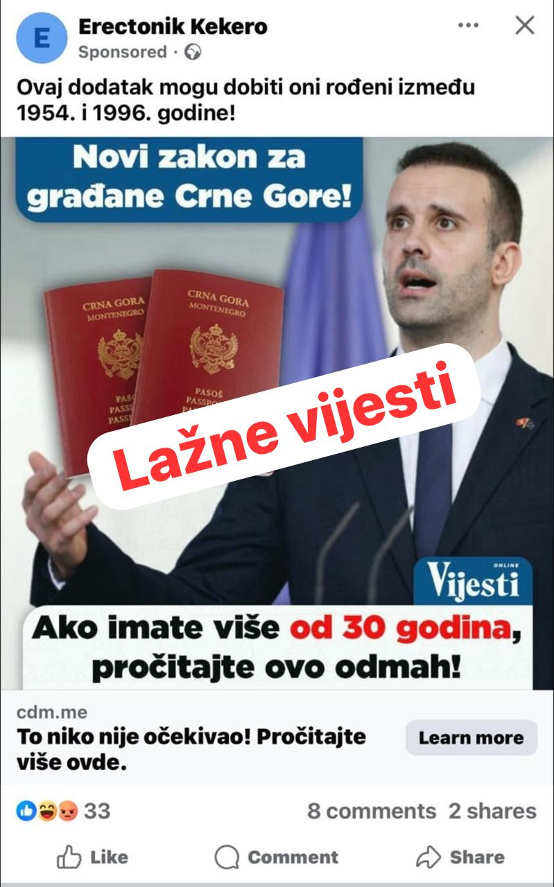 Primjer klikbejta (Foto: Uprava policije)