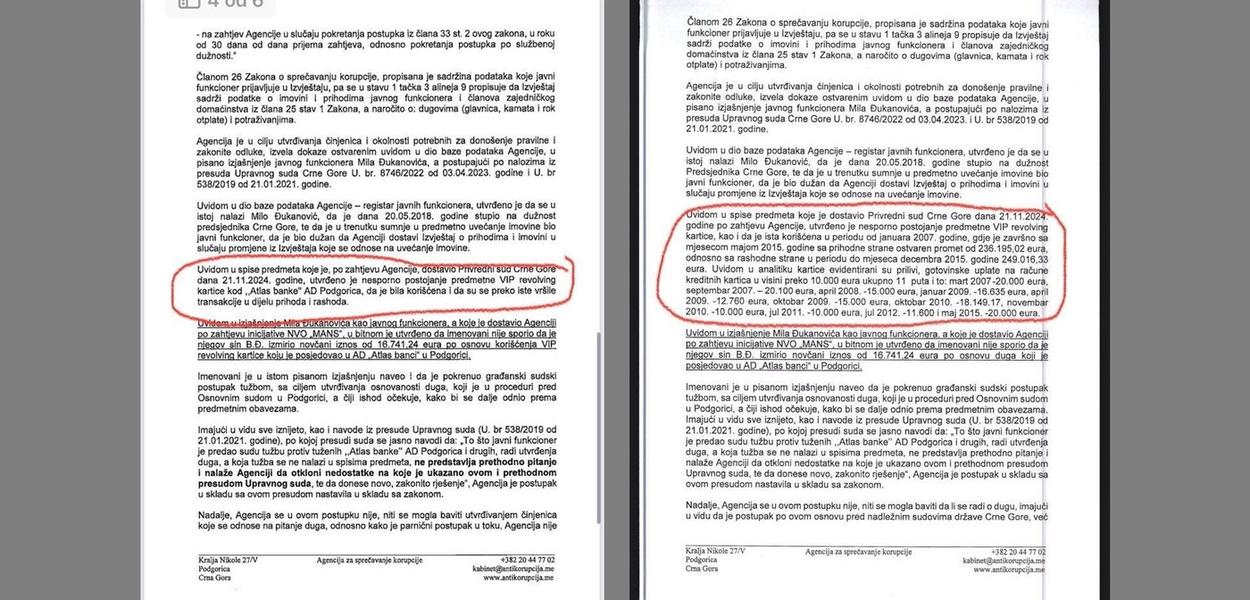 DOKAZ ZLOUPOTREBE POLOŽAJA: Različiti tekst na četvrtoj strani Odluke ASK-a od 12. i 13. februara (Foto: Portal ETV)