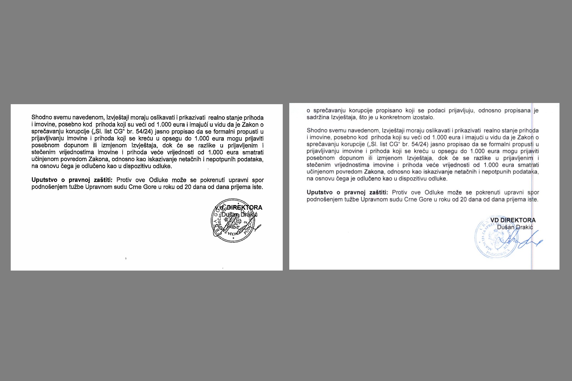 DOKAZI O ,,DORADI" : Dva pečata na dvije odluke koje su zavedene - kao jedna 