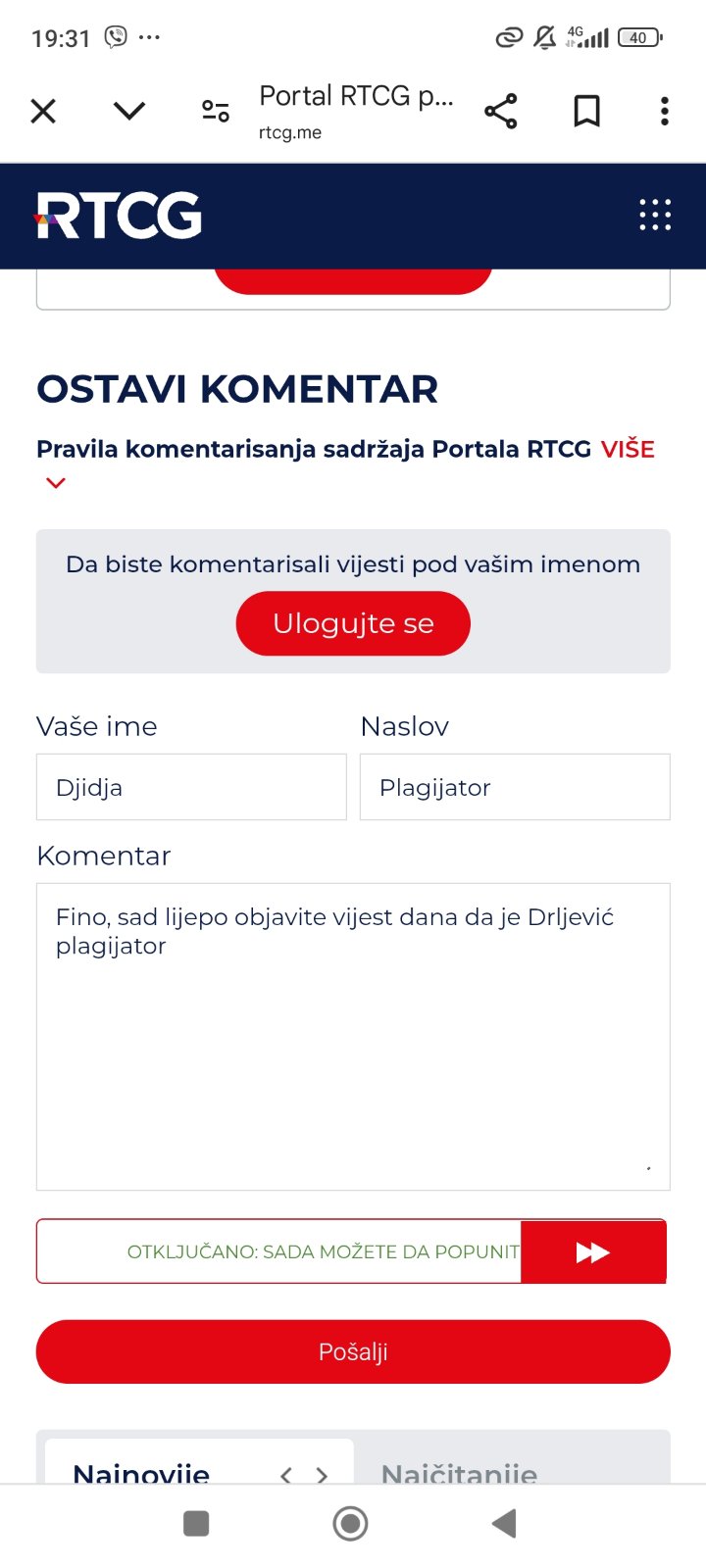 Neobjavljen komentar