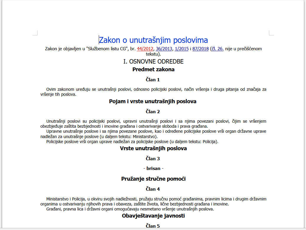 DA LI SU GA ČITALI ČELNICI POLICIJE: Zakon o unutrašnjim poslovima