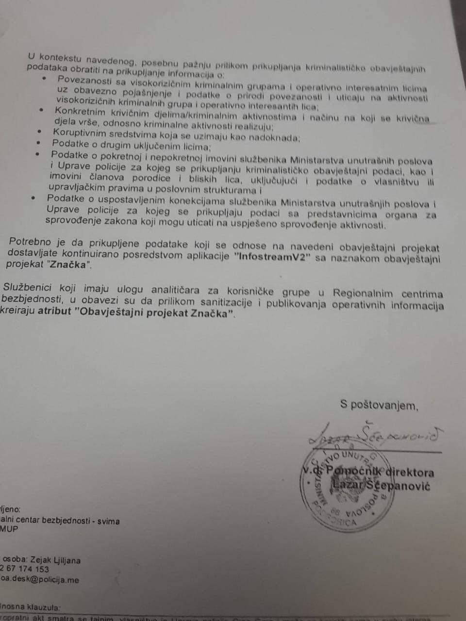 OSMIŠLJENO U APRILU 2024: Dio Šćepanovićevog dokumenta kodnog imena ,,Značka"