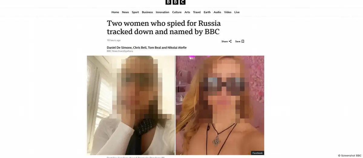 Navodne ruske agentkinja Cvetelina G. (lijevo) i Cvetanka D. (desno) na internet-sajtu BiBiSija (Foto: BBC)