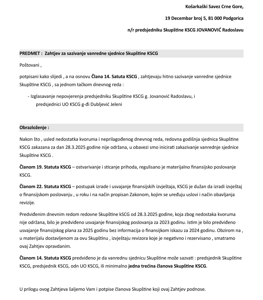 zahtjev za smjenu Jelene Dubljević