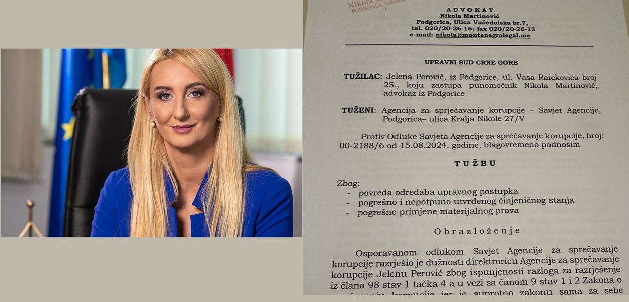 ČEKAJUĆI GODOA: Jelena Perović i faksimil prve strane njene tužbe Upravnom sudu (Foto: Ilustracija: T. ĐURANOVIĆ)