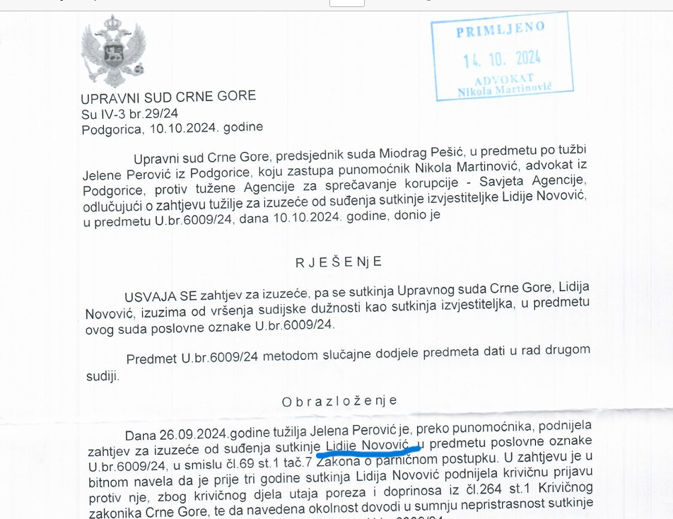 UZALUDAN POKUŠAJ: Izuzeće sudije Lidije Novović