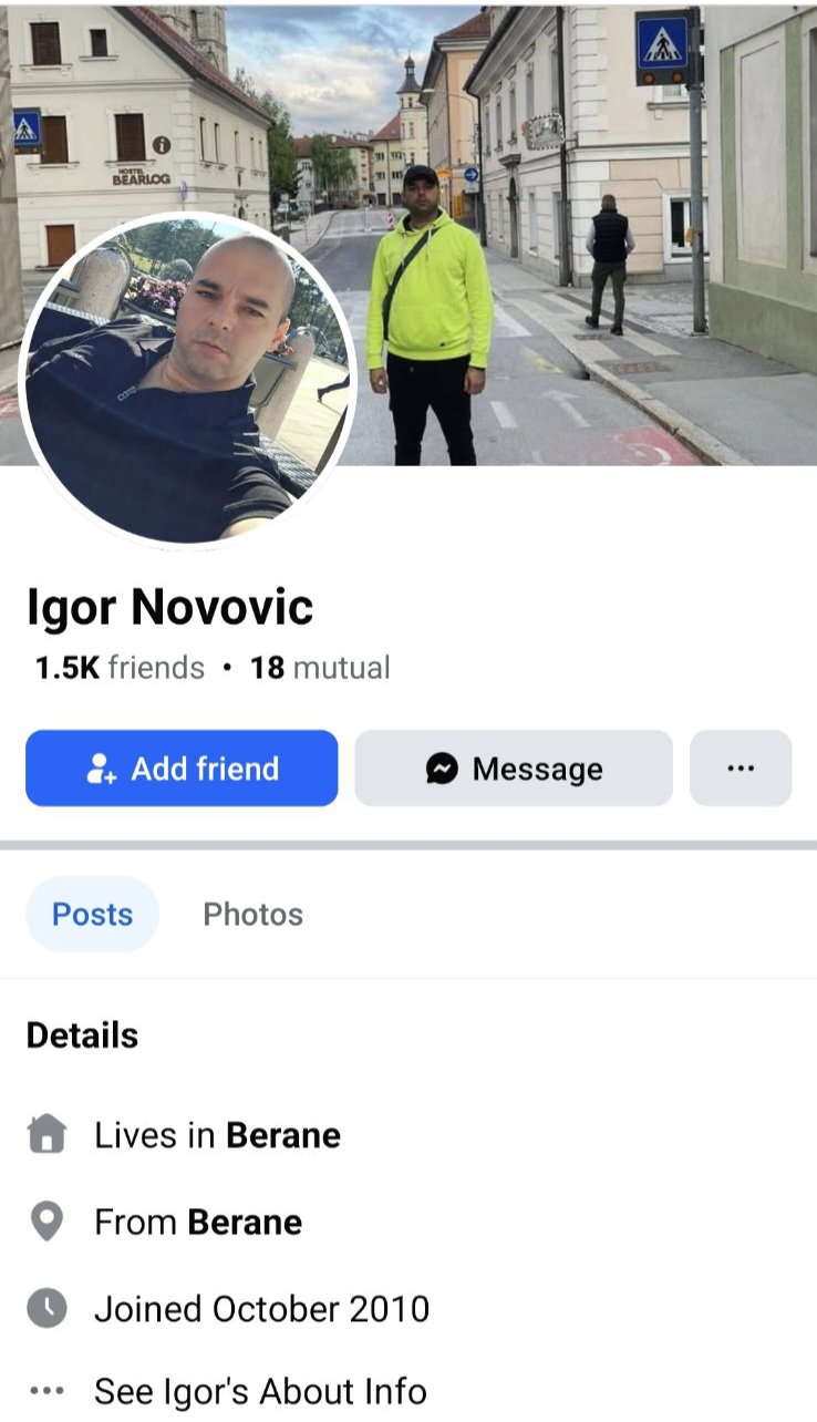 Fejsbuk profil Igora Novovića