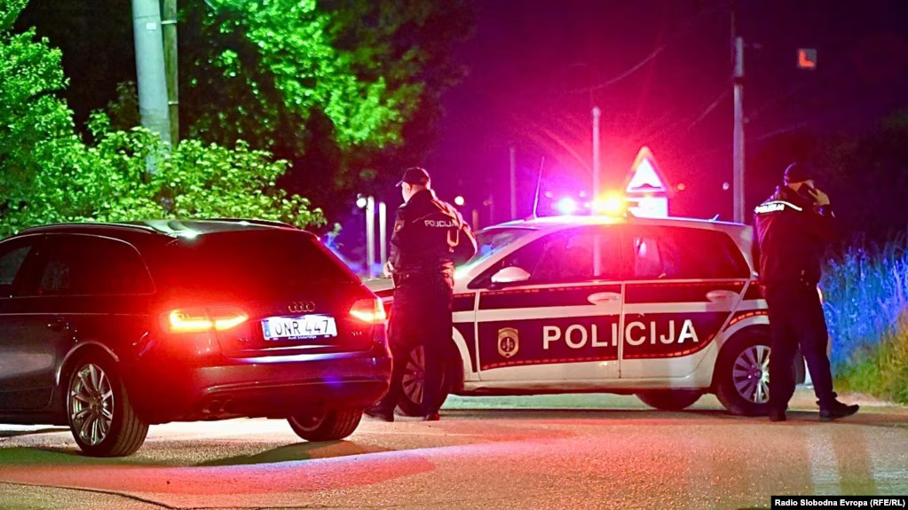 Policija na mjestu pucnjave u Blažuju, 27. maj 2025. (Foto: Radio Slobodna Evropa)