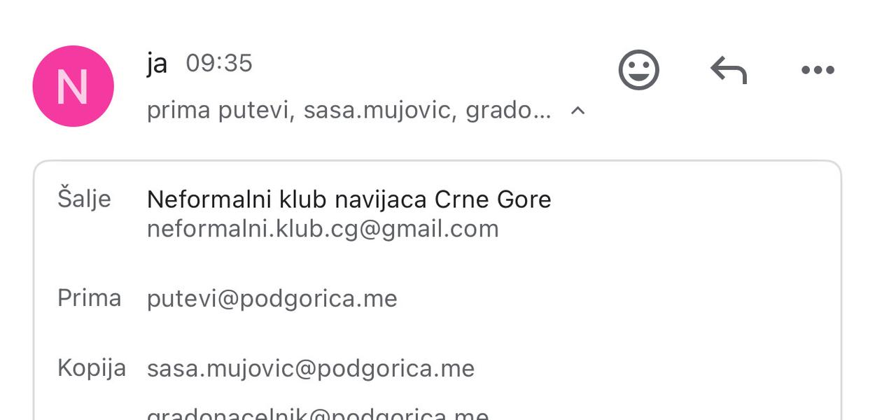 Jedan od mejlova upućen "Putevima" (Foto: Stop kadar)