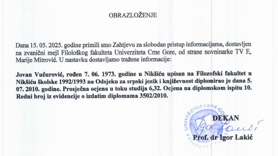 ,,PUNOLJETNO" STUDIRANJE: Podaci o Jovanu Vučuroviću na Filozofskom fakultetu