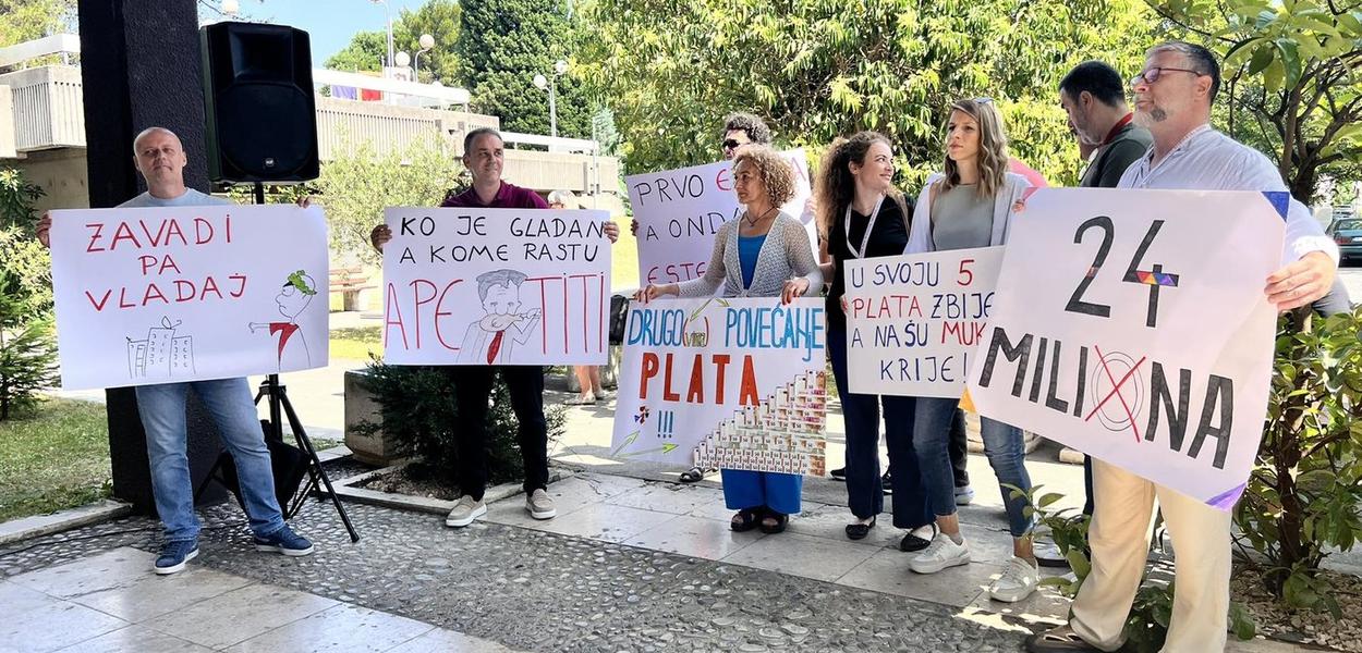 Uoči konferencije za medije Sindikata zaposlenih RTCG 10. juna (arhivska fotografija) (Foto: Portal ETV/J. B. )