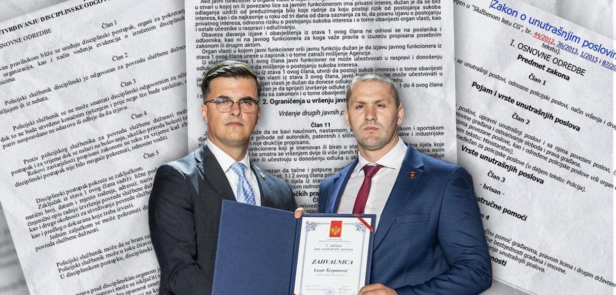 NE BRINU ZA ZAKONITOST: Ministar Šaranović i čelnik UP Šćepanović (Foto: Portal ETV)