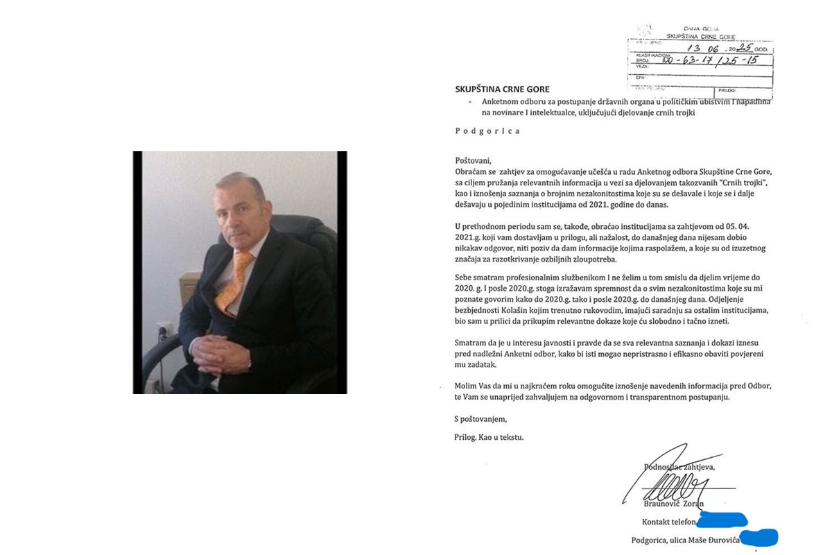 PONUDA: Zoran Braunović i dopis Anketnom odboru (Foto: Ilustracija: T. ĐURANOVIĆ)