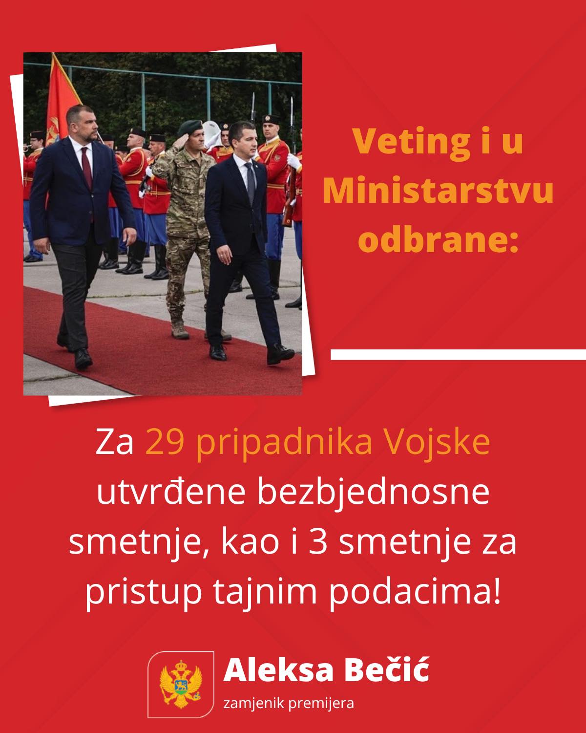 GLAMUROZNA NAJAVA ČISTKI: Bečićeva objava