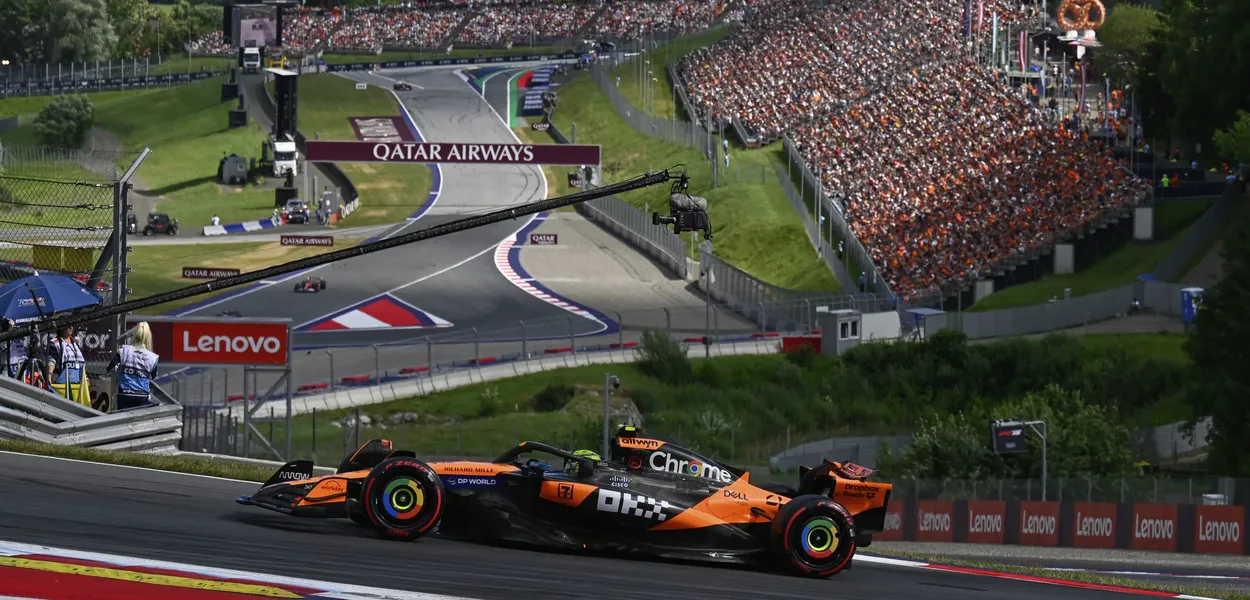 Noris u akciji tokom kvalifikacija na stazi Red Bul ring, subota, 28. jun 2025. (Foto: AP Foto: Danes Erdos)