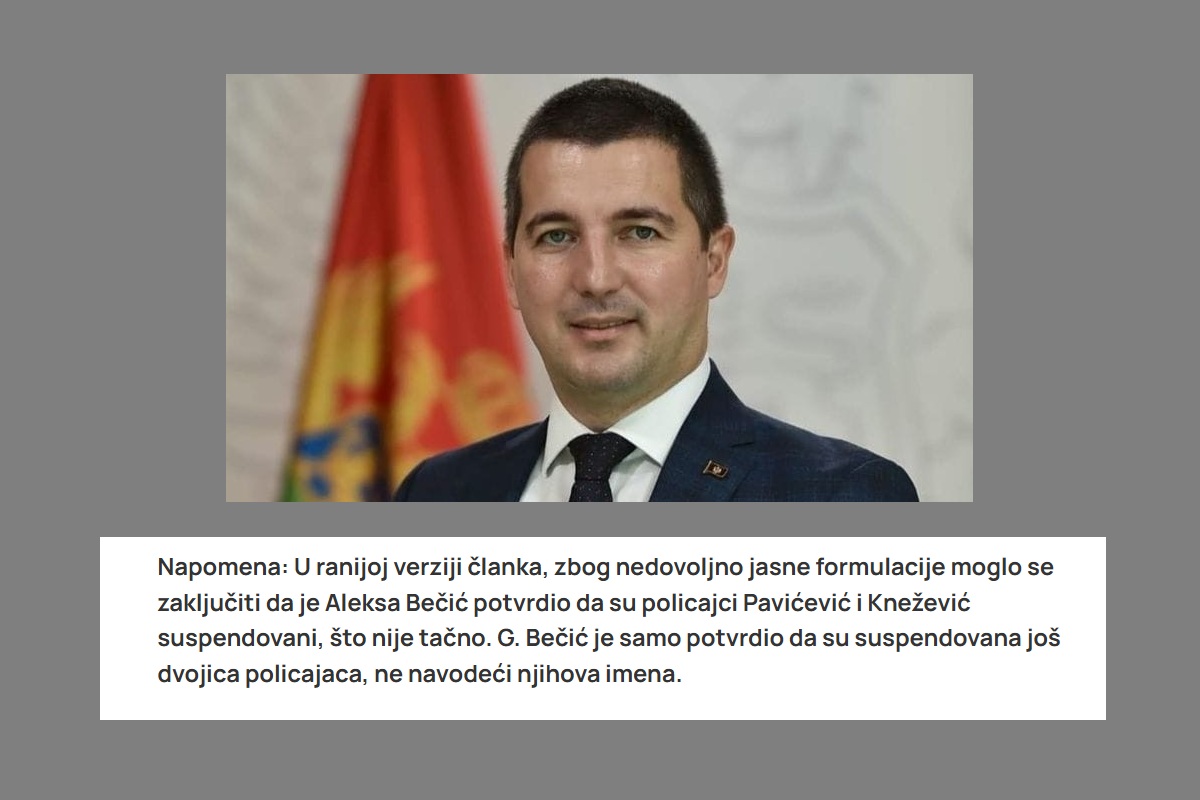 PREPRAVKE: Aleksa Bečić i screenshod napomene na portalu Vijesti (Foto: Ilustracija: Portal ETV)