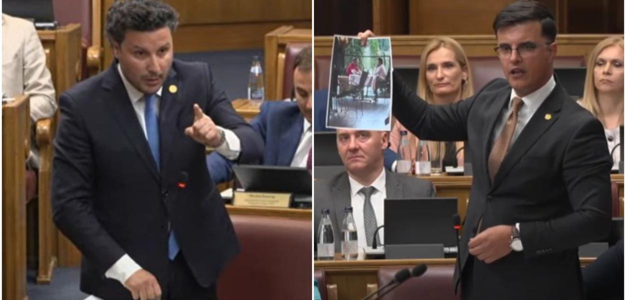 Abazović i Šaranović u Skupštini (Foto: Stop kadar)