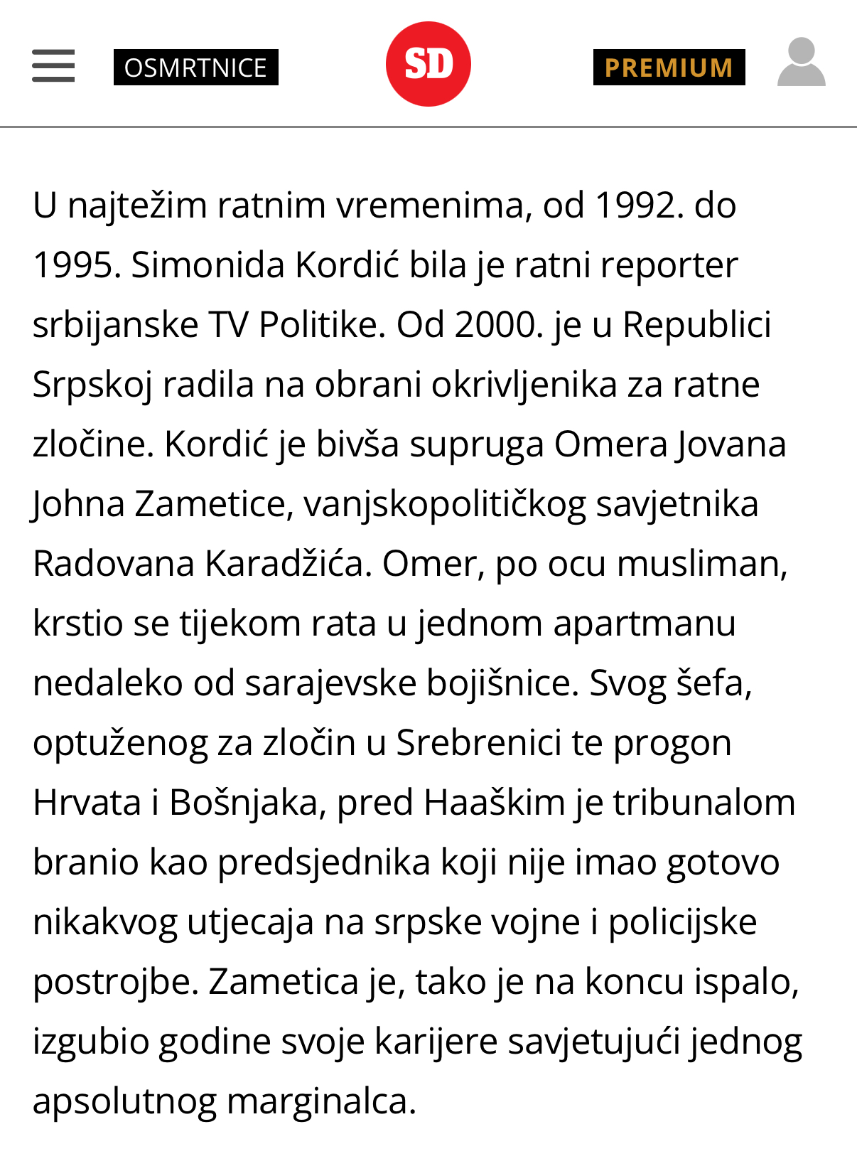 Slobodna Dalmacija o Kordić