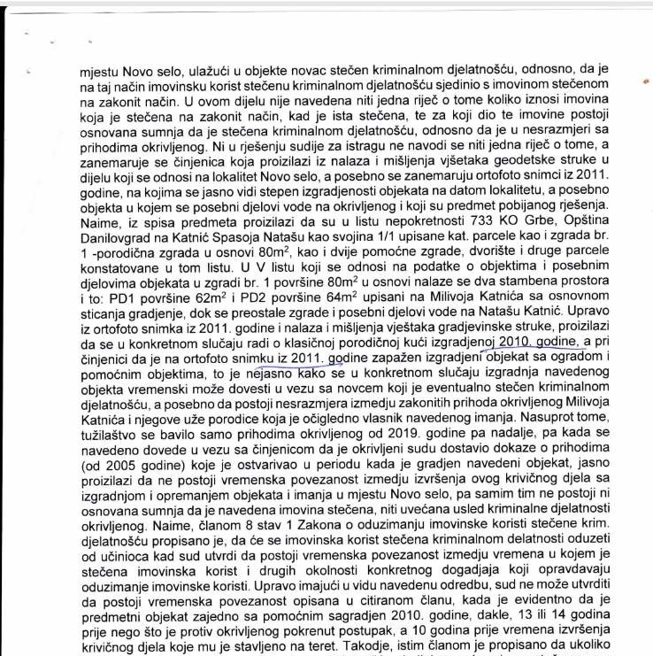 POBIJANJE TUŽILAČKIH TVRDNJI: Rješenje Višeg suda u Podgorici