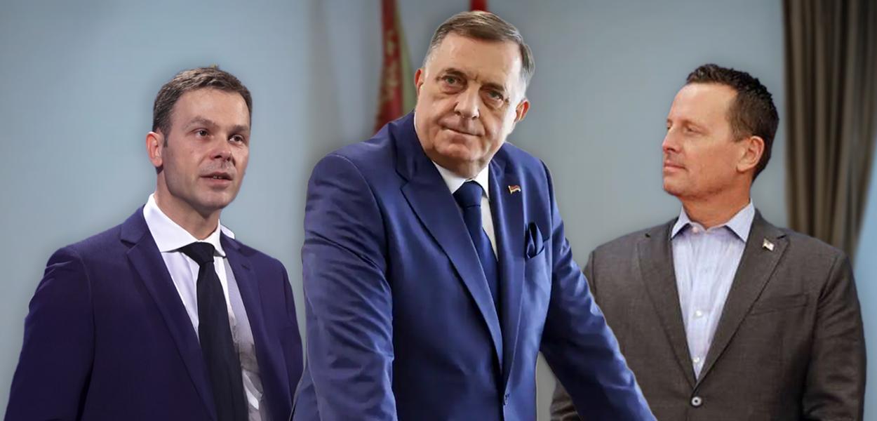 TAJNI RAZGOVORI NA JAVNOM MJESTU: Siniša Mali, Milorad Dodik i Ričard Grenel (Foto: Ilustracija: I. ABRAMOVIĆ )