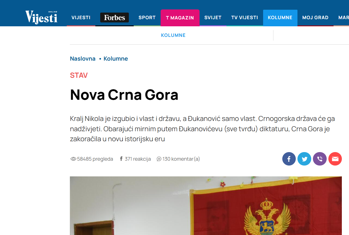 POLITIČKI PAMFLET U SLAVU LITIJA: Tekst Miodraga Perovića u Vijestima, septembar 2020. 