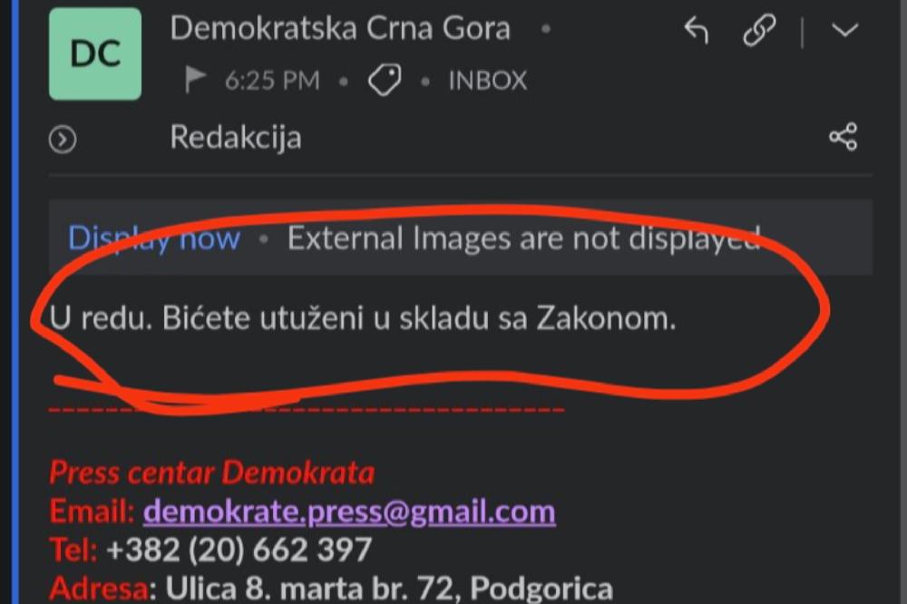 Mejl Demokratske Crne Gore (Foto: M portal)