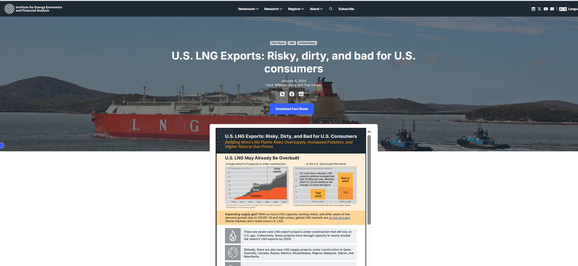 Tekst Instituta za ekonomiju energije i finansijske analize iz Amerike
